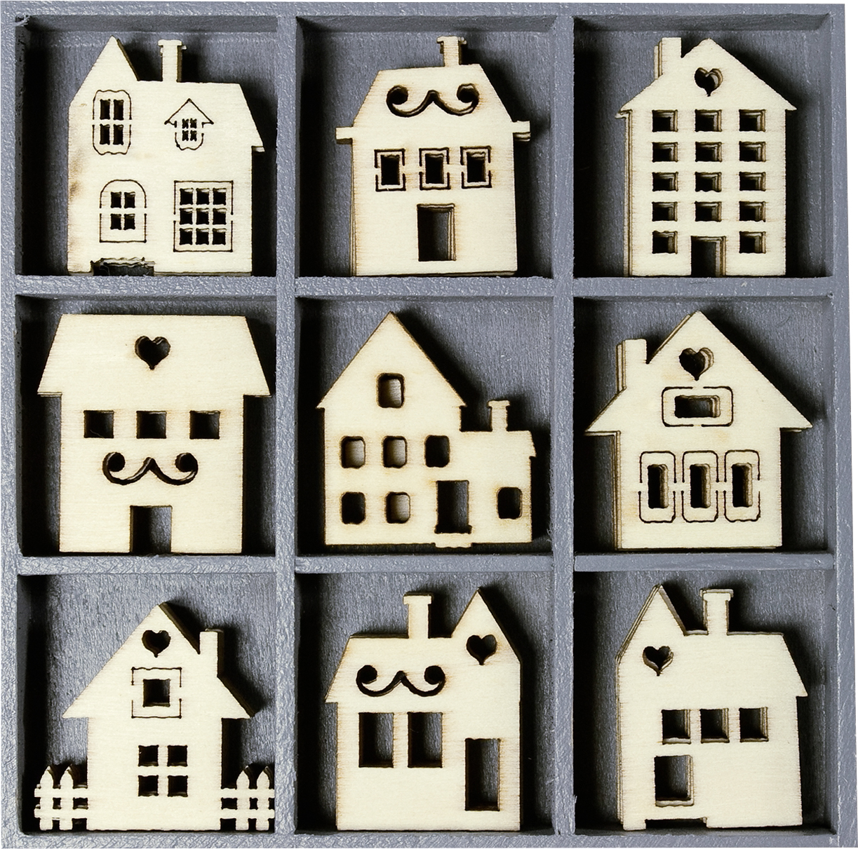 Holzornamantbox motiv Maison 10,5x10,5cm 45 Stk